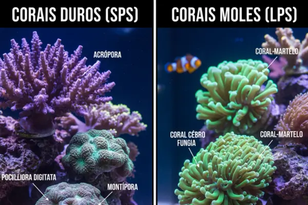 Corais Duros (SPS) e Corais Moles (LPS)